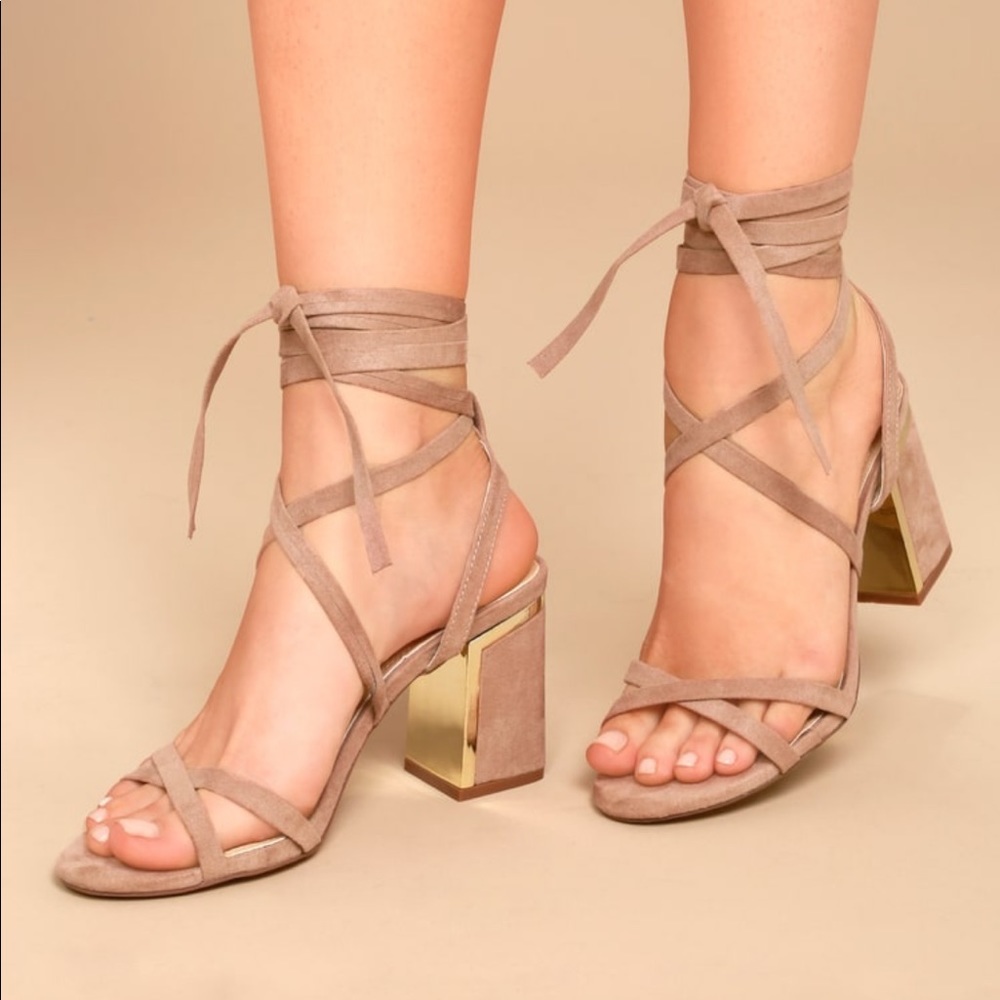 Ailsa Mauve Suede Lace-Up Heels